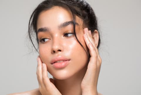 woman with dewy skin