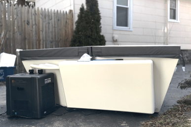 back of the plunge tub with chiller and cooling unit